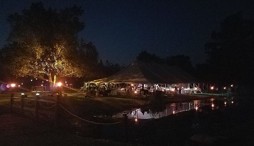 Reception tent later in the evening